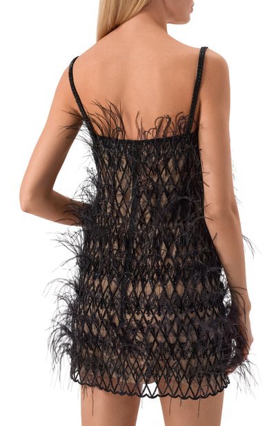 Шелковое платье с отделкой перьями GIULIA GURMAN, арт. D07, фото 4