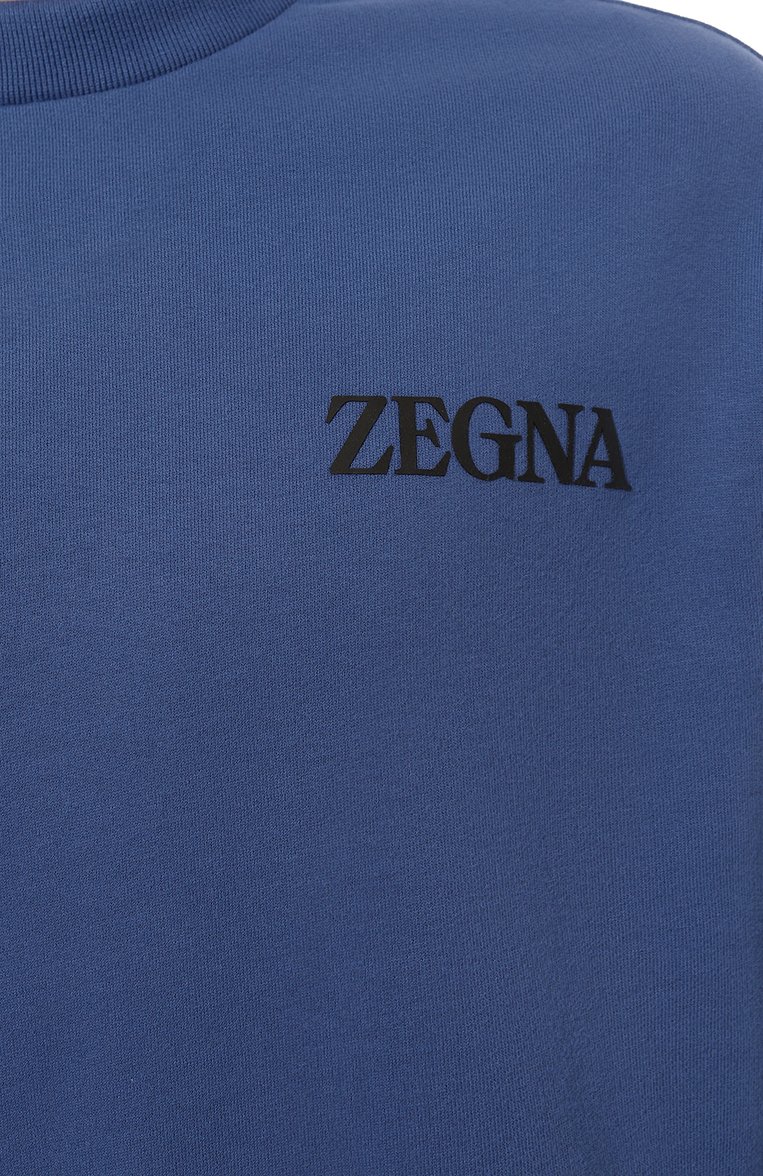 Мужской хлопковый свитшот ZEGNA синего цвета, арт. UD522A7/D872 | Фото 5 (Драгоценные камни: Проставлено; Рукава: Длинные; Материал сплава: Проставлено; Длина (для топов): Стандартные; Материал внешний: Хлопок; Мужское Кросс-КТ: свитшот-одежда; Принт: Без принта; Стили: Кэжуэл)