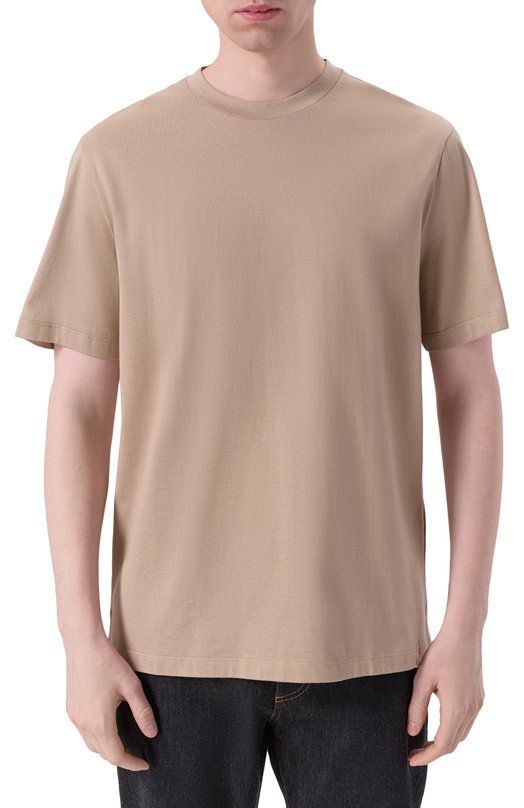 Хлопковая футболка Brioni UJSY0L/0D620 Бежевый  UJSY0L/0D620 Фото 3
