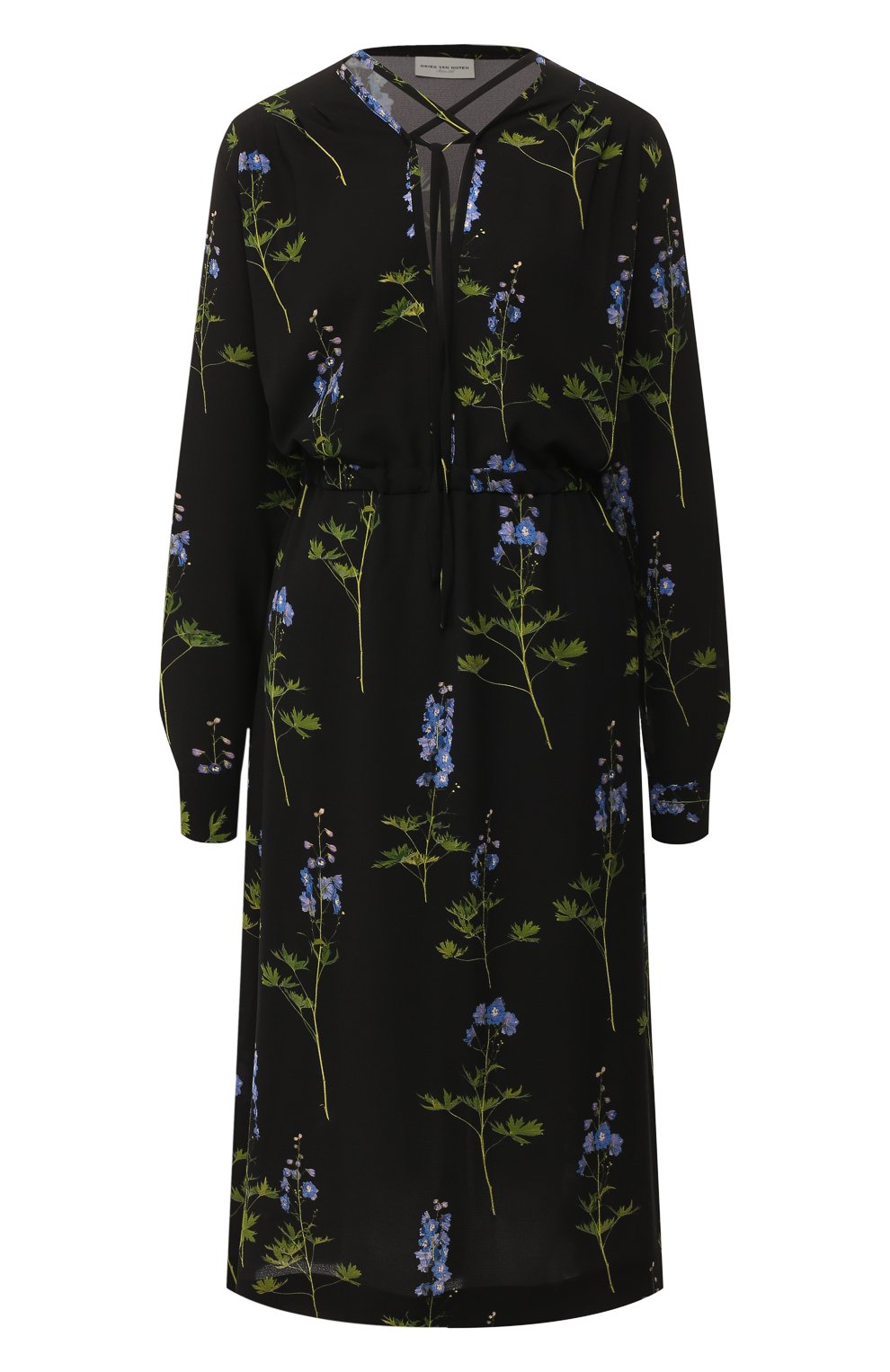 Платье с принтом DRIES VAN NOTEN черного цвета по цене 61900 руб., арт. 192-11058-8009, фото 1 Платье с принтом DRIES VAN NOTEN, арт. 192-11058-8009, фото 1