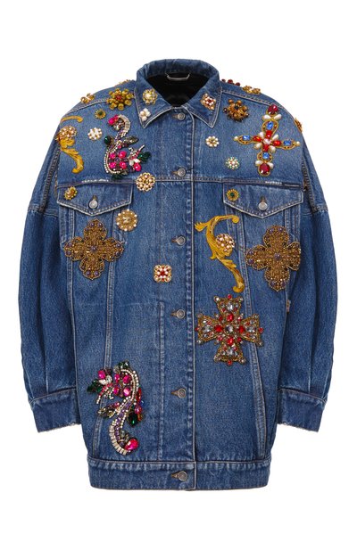 Женская джинсовая куртка с отделкой бисером и стразами DOLCE & GABBANA, арт. F9S96Z/G80C8