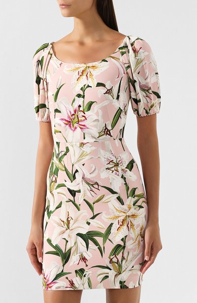 Платье из вискозы DOLCE & GABBANA светло-розового цвета по цене 157500 руб., арт. F6F3MT/FSRLJ, фото 3 Платье из вискозы DOLCE & GABBANA, арт. F6F3MT/FSRLJ, фото 3