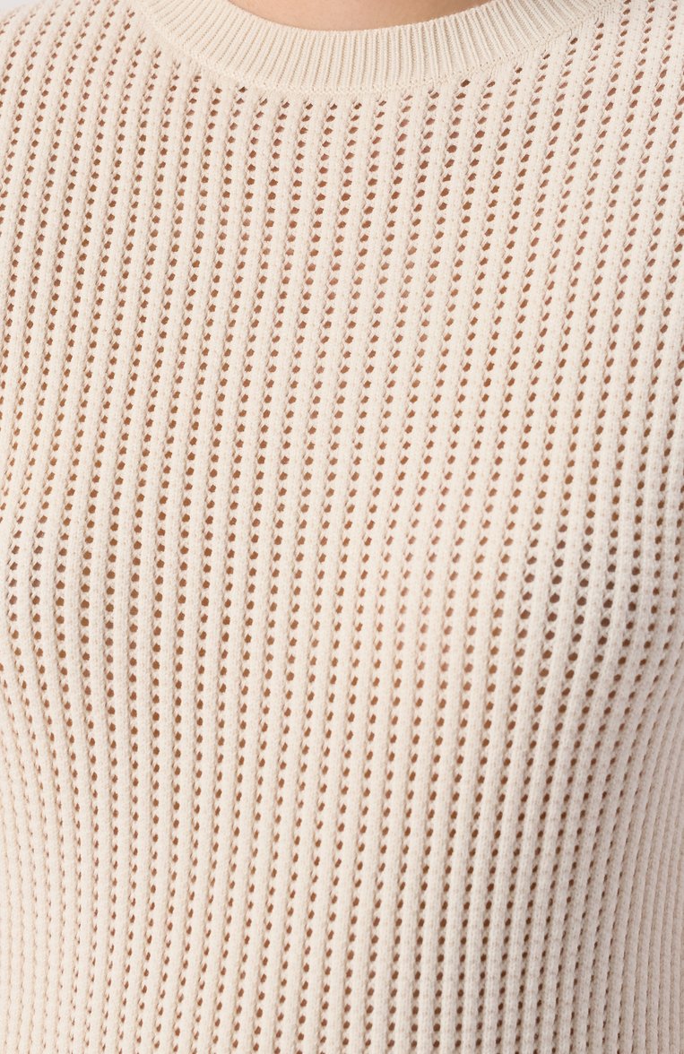 Женский пуловер из вискозы MAX MARA STUDIO кремового цвета, арт. EBBRI | Фото 5 (Рукава: Короткие; Материал внешний: Вискоза; Длина (для топов): Стандартные; Стили: Кэжуэл; Женское Кросс-КТ: Пуловер-одежда; Автоматизация ТО: Проставлено; Автоматизация состава: Проставлено)