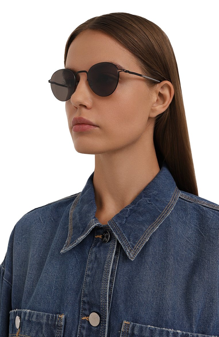 Женские солнцезащитные очки MYKITA черного цвета, арт. TATE/002 SUN | Фото 2 (Нос: Не проставлено; Региональные ограничения белый список (Axapta Mercury): Не проставлено; Кросс-КТ: С/з-унисекс; Тип очков: С/з; Материал: Металл; Оптика Гендер: оптика-унисекс; Очки форма: Круглые)