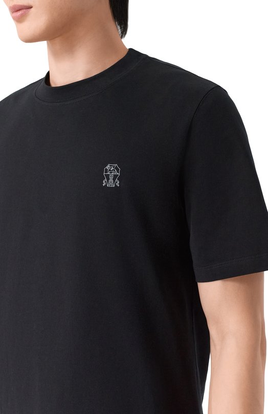 Хлопковая футболка Brunello Cucinelli M0B138440 Чёрный  M0B138440 Фото 5