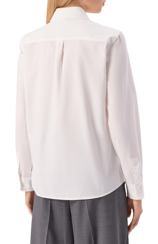 Хлопковая блузка Weekend Max Mara NICHEL Белый  NICHEL Фото 4