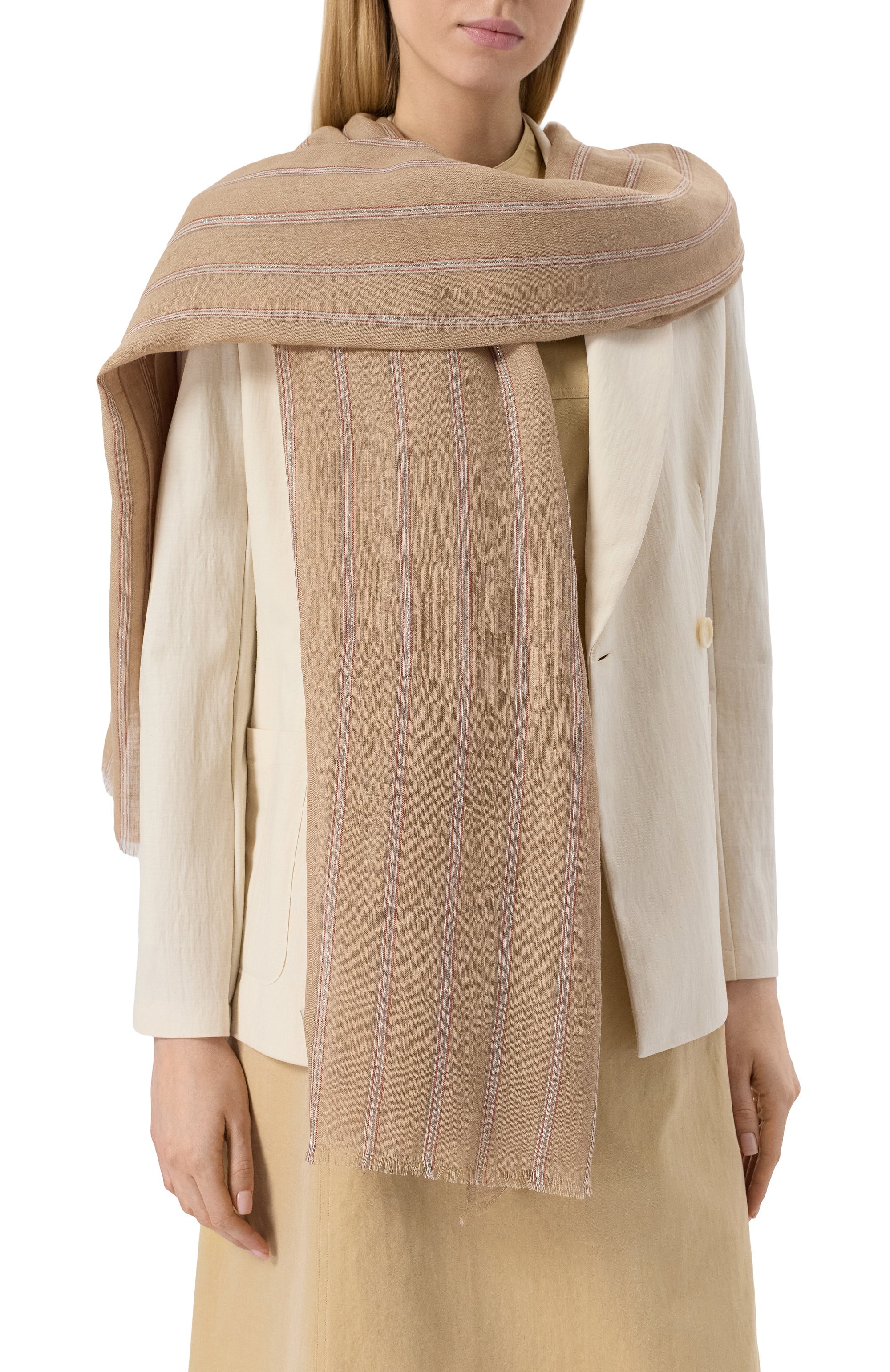 Льняной палантин BRUNELLO CUCINELLI, арт. MSCDAGL42, фото 3