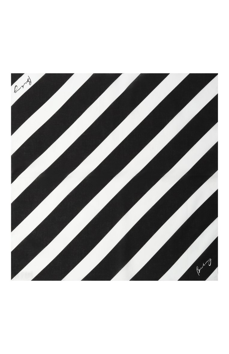 Женский хлопковый платок BURBERRY черно-белого цвета, арт. 8101581 | Фото 4 (Материал: Текстиль, Хлопок; Нос: Не проставлено; Принт: С принтом)