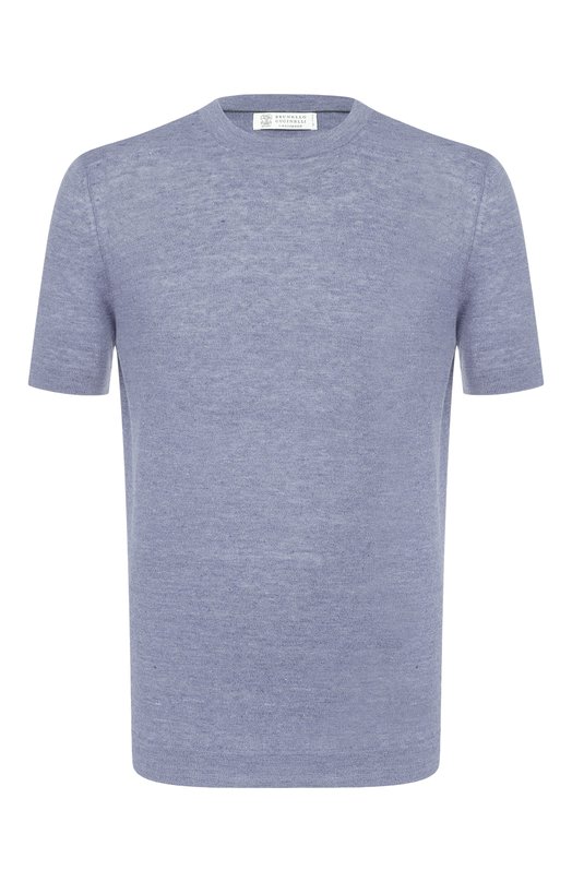 Футболка изо льна и хлопка Brunello Cucinelli M2L00340 Голубой M2L00340