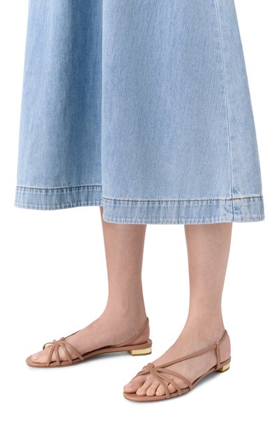 Кожаные сандалии talk to me AQUAZZURA темно-бежевого цвета по цене 83750 руб., арт. TTMFLAS0-NAP-PWP, фото 2 Кожаные сандалии talk to me AQUAZZURA, арт. TTMFLAS0-NAP-PWP, фото 2