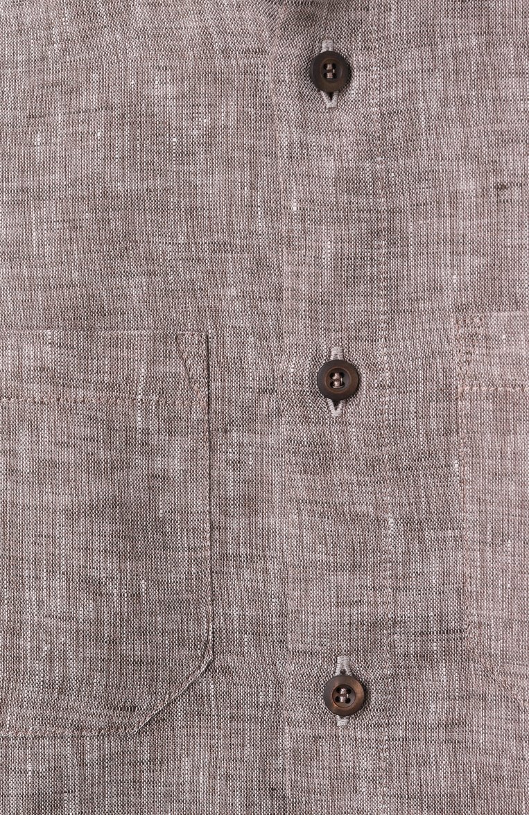 Детская льняная рубашка BRUNELLO CUCINELLI светло-коричневого цвета, арт. BM684C330A | Фото 3 (Рукава: Длинные; Материал сплава: Проставлено; Драгоценные камни: Проставлено; Материал внешний: Лен; Случай: Повседневный; Ростовка одежда: 4 года | 104 см, 6 лет | 116 см)