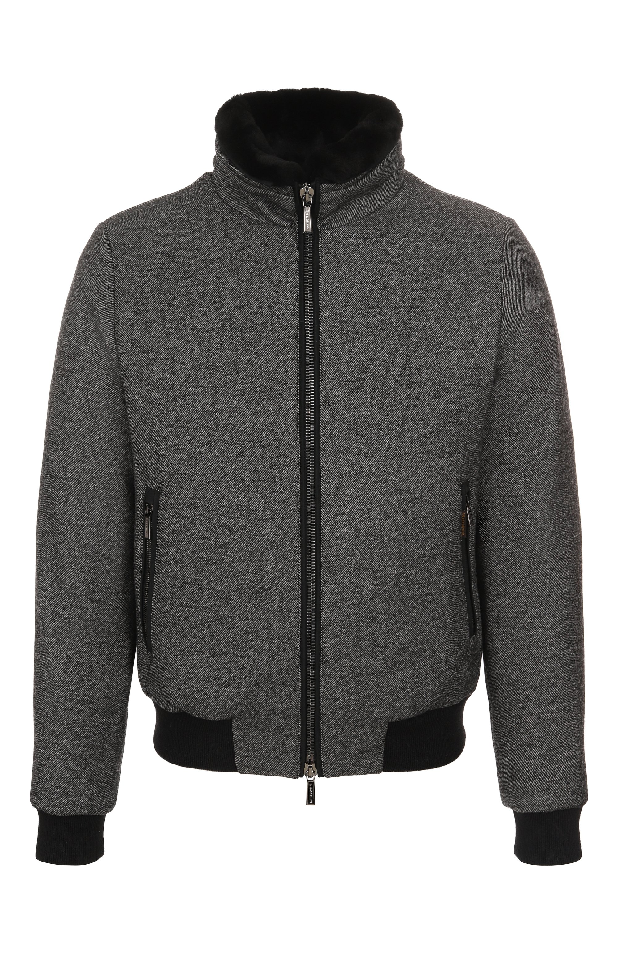 Бомбер bellati-lp с отделкой из овчины MOORER темно-серого цвета по цене 297500 руб., арт. BELLATI/LP, фото 1 Бомбер bellati-lp с отделкой из овчины MOORER, арт. BELLATI/LP, фото 1