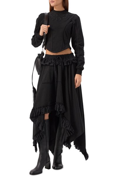 Хлопковый топ ANN DEMEULEMEESTER черного цвета по цене 113000 руб., арт. B0014526/FA799, фото 2 Хлопковый топ ANN DEMEULEMEESTER, арт. B0014526/FA799, фото 2