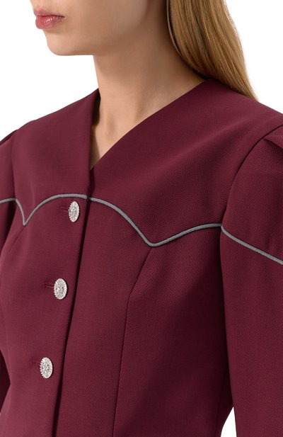 Шерстяной жакет ULYANA SERGEENKO бордового цвета по цене 265000 руб., арт. GCC005FW24RESORT 2070Т24, фото 5 Шерстяной жакет ULYANA SERGEENKO, арт. GCC005FW24RESORT 2070Т24, фото 5