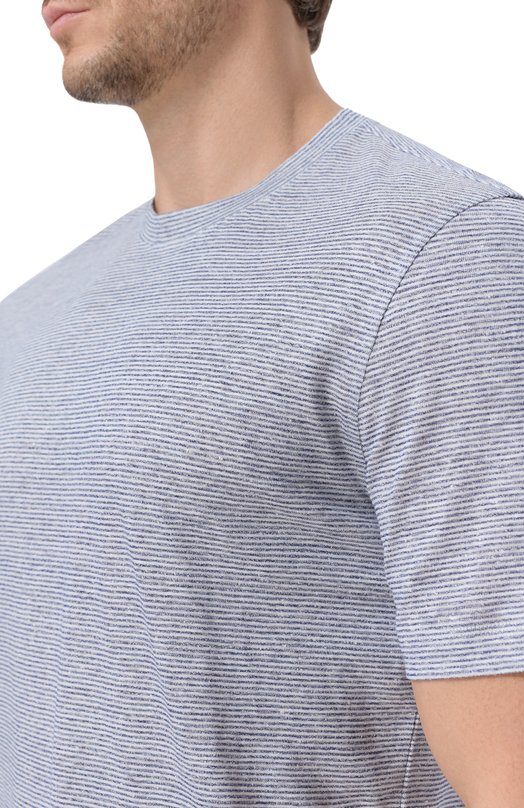 Футболка изо льна и хлопка Brioni UJPQ0L/PD604 Голубой  UJPQ0L/PD604 Фото 5