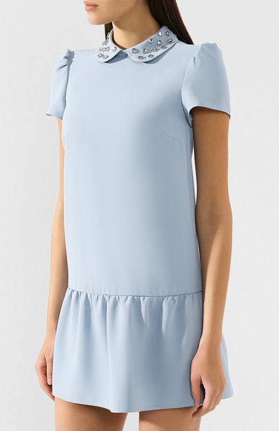 Платье с оборкой REDVALENTINO голубого цвета по цене 39950 руб., арт. RR3VAB95/TUF, фото 3 Платье с оборкой REDVALENTINO, арт. RR3VAB95/TUF, фото 3
