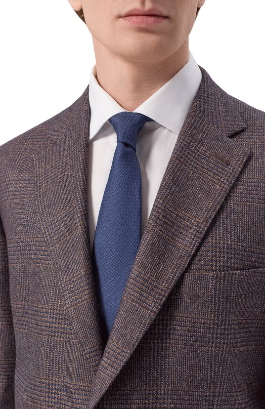 Галстук из шелка и льна Canali 18/HJ04540 Синий  18/HJ04540 Фото 2