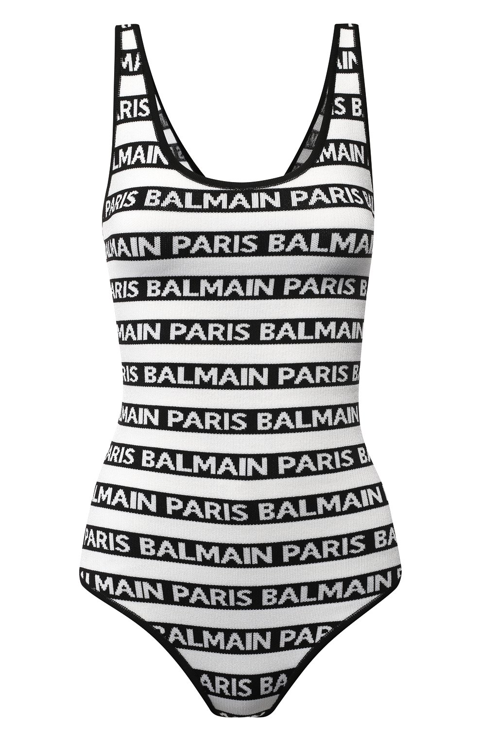 Вязаное боди с логотипом бренда BALMAIN черно-белого цвета по цене 118500 руб., арт. PF00965/K220, фото 1 Вязаное боди с логотипом бренда BALMAIN, арт. PF00965/K220, фото 1