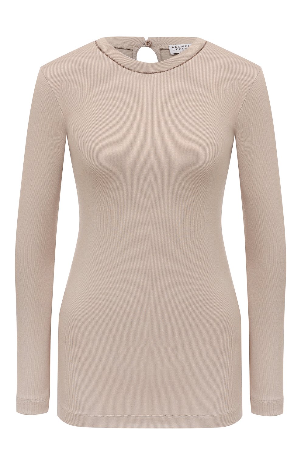 Хлопковый лонгслив BRUNELLO CUCINELLI бежевого цвета по цене 59700 руб., арт. MPTC8BJ300, фото 1 Хлопковый лонгслив BRUNELLO CUCINELLI, арт. MPTC8BJ300, фото 1