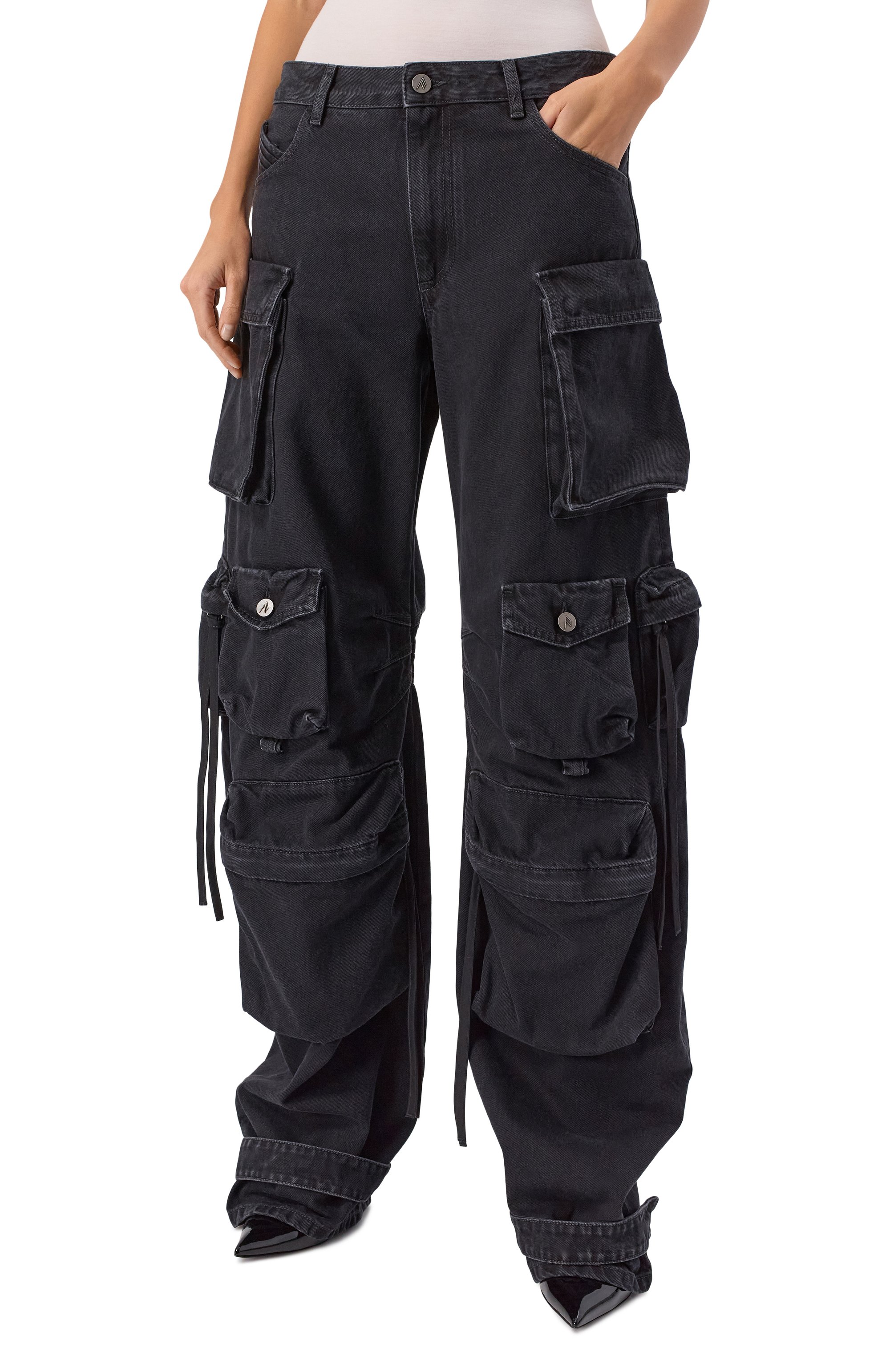 Джинсы-карго THE ATTICO черного цвета по цене 141500 руб., арт. 260WCP00084/DDD104AA, фото 3 Джинсы-карго THE ATTICO, арт. 260WCP00084/DDD104AA, фото 3