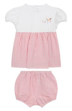 Детский комплект из футболки и шорт IL GUFO розового цвета, арт. P25DP533C1080/3M-9M | Фото 1 (Материал внешний: Хлопок; Нос: Не проставлено; Кросс-КТ НВ: Костюм; Ростовка одежда: 0 - 3 мес | 50 - 60 см, 3 мес | 62 см)