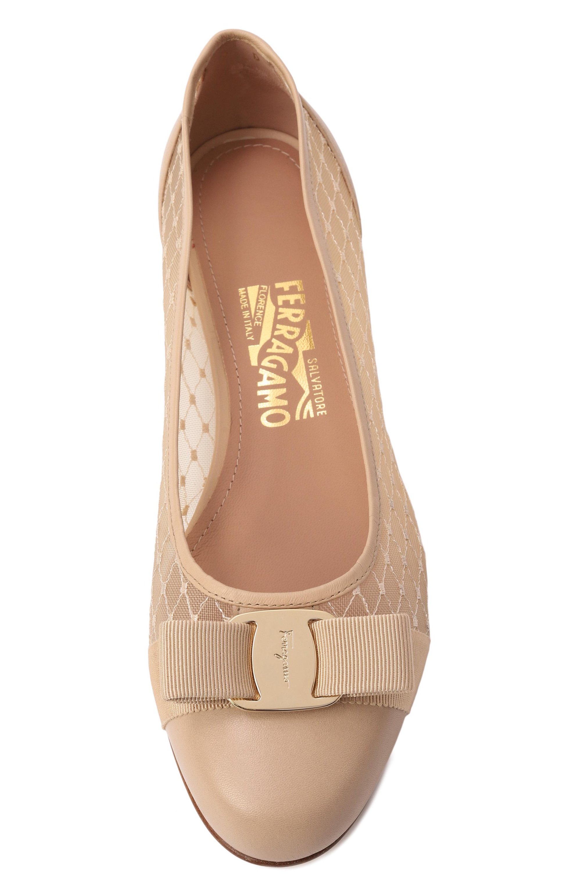 Комбинированные балетки varina FERRAGAMO бежевого цвета по цене 87550 руб., арт. 01J563/779580, фото 6 Комбинированные балетки varina FERRAGAMO, арт. 01J563/779580, фото 6