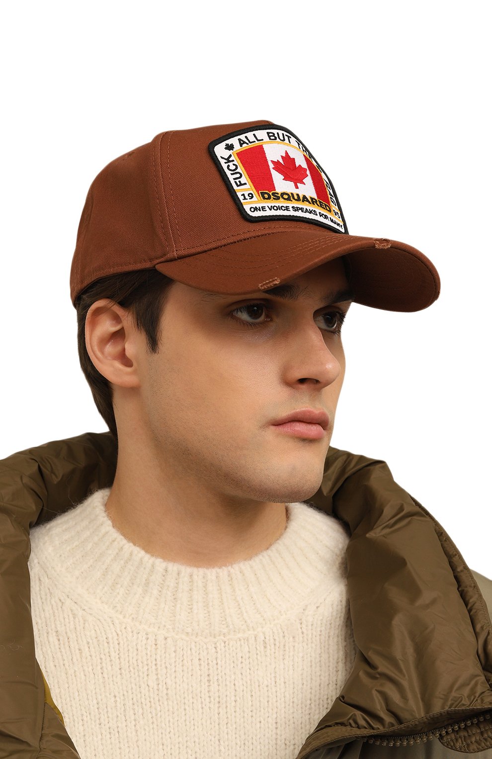 Хлопковая бейсболка DSQUARED2 коричневого цвета по цене 22400 руб., арт. BCM4011 05C00001, фото 2 Хлопковая бейсболка DSQUARED2, арт. BCM4011 05C00001, фото 2