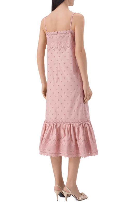 Хлопковое платье Valentino 8B3VAJM0/A3Q Розовый  8B3VAJM0/A3Q Фото 3