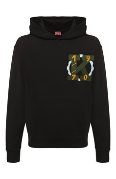 Мужской хлопковое худи KENZO черного цвета, арт. FE55SW1754MF | Фото 1 (Рукава: Длинные; Длина (для топов): Стандартные; Принт: С принтом; Мужское Кросс-КТ: Худи-одежда; Материал сплава: Проставлено; Материал внешний: Хлопок; Драгоценные камни: Проставлено; Стили: Кэжуэл)