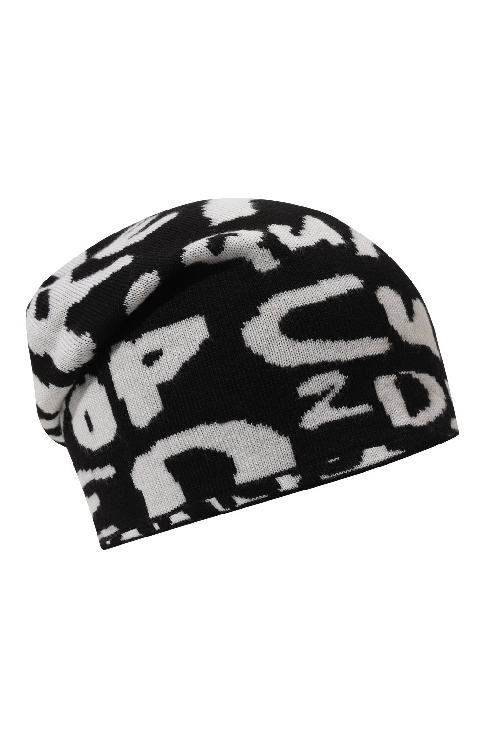 Шерстяная шапка DSQUARED2 черно-белого цвета по цене 29950 руб., арт. KNM0145, фото 1 Шерстяная шапка DSQUARED2, арт. KNM0145, фото 1