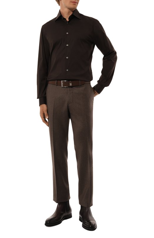 Хлопковая сорочка Kiton UCIH0865407 Коричневый  UCIH0865407 Фото 2