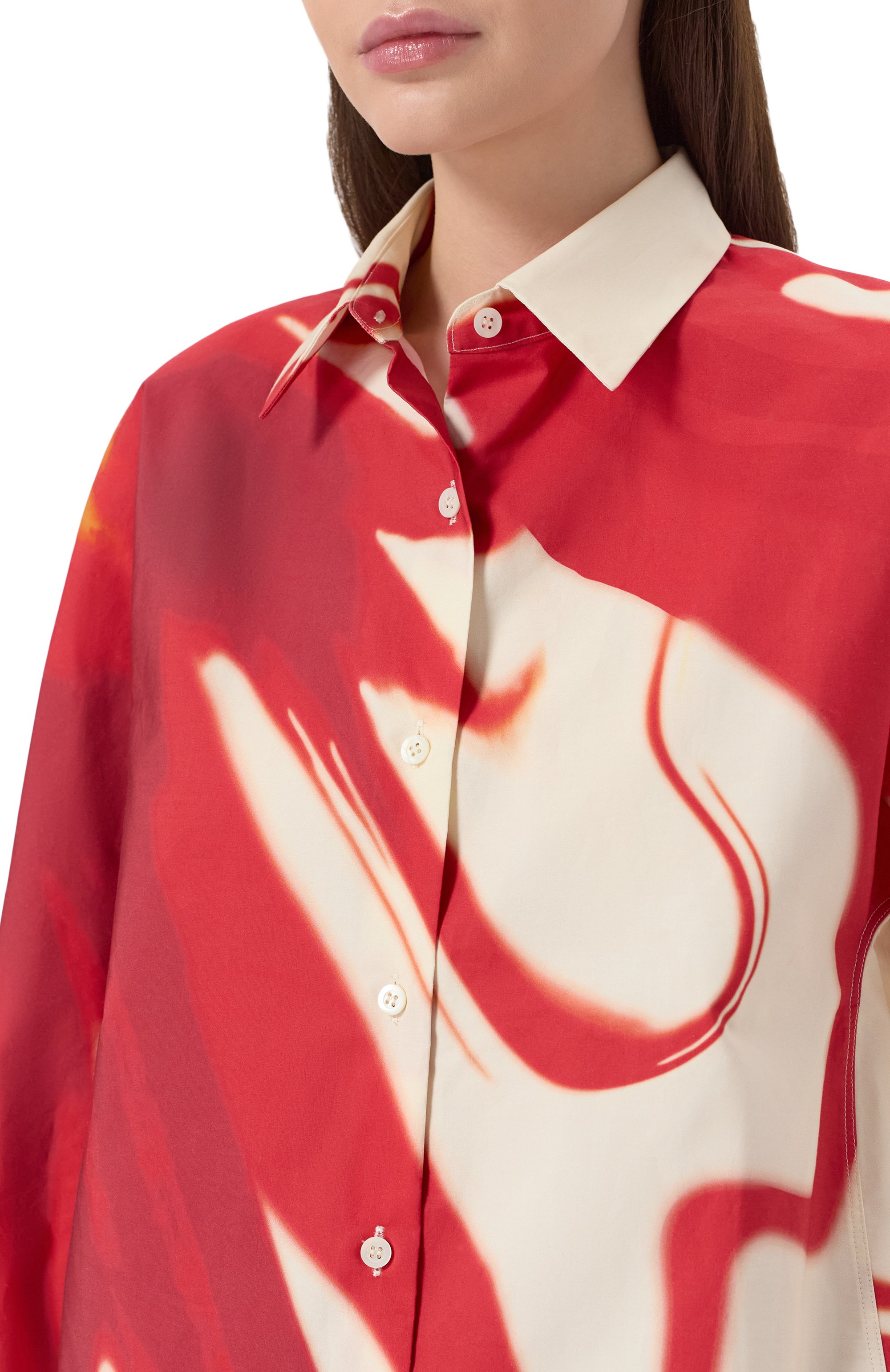 Хлопковая рубашка DRIES VAN NOTEN красного цвета по цене 108500 руб., арт. 251-010713-1036, фото 5 Хлопковая рубашка DRIES VAN NOTEN, арт. 251-010713-1036, фото 5