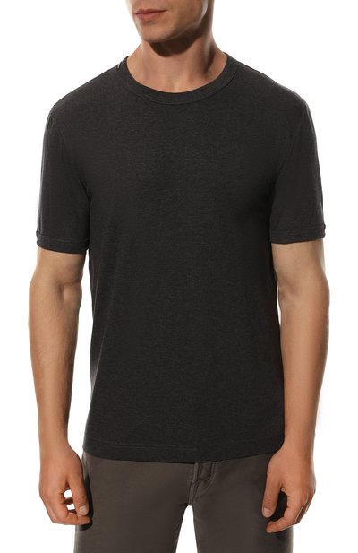 Хлопковая футболка DOLCE & GABBANA темно-серого цвета по цене 39050 руб., арт. G8HI7T/FU7EQ, фото 3 Хлопковая футболка DOLCE & GABBANA, арт. G8HI7T/FU7EQ, фото 3