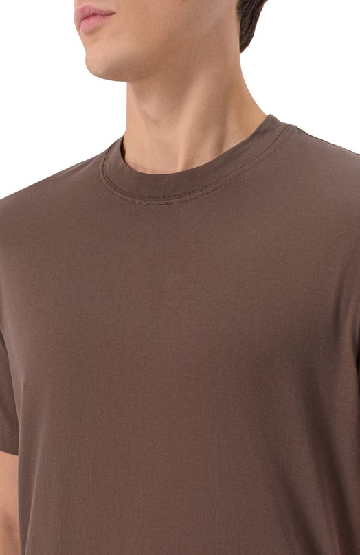 Хлопковая футболка Brunello Cucinelli M0B131308 Коричневый  M0B131308 Фото 5