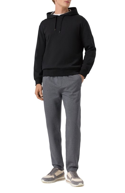Худи из хлопка и кашемира Brunello Cucinelli MM8319021G Чёрный  MM8319021G Фото 2