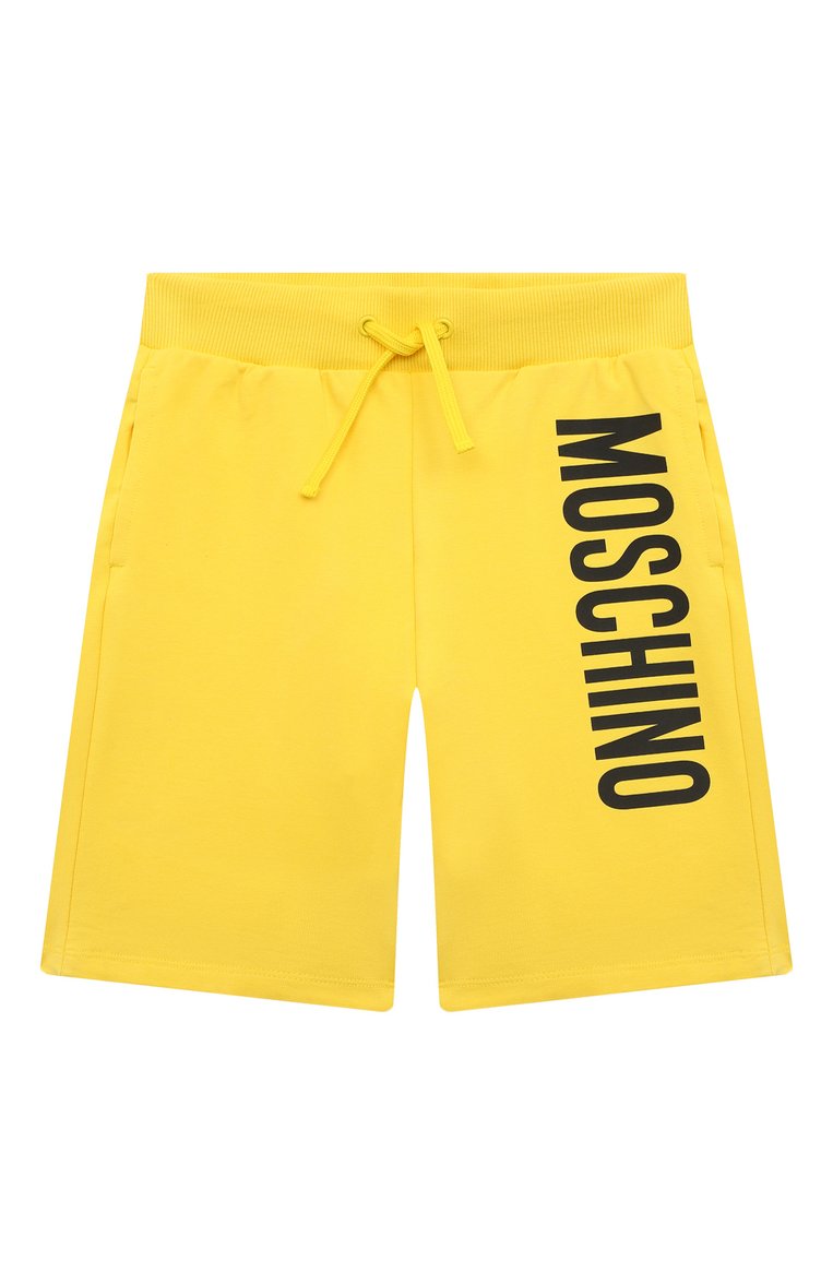 Детские хлопковые шорты MOSCHINO желтого цвета, арт. HPQ007/LDA27/4-8 | Фото 1 (Материал внешний: Хлопок; Случай: Повседневный; Нос: Не проставлено; Рост�овка одежда: 4 года | 104 см, 5 лет | 110 см, 6 лет | 116 см, 8 лет | 128 см)