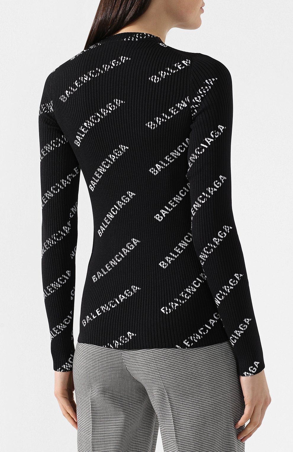 Пуловер с логотипом бренда BALENCIAGA черно-белого цвета по цене 99500 руб., арт. 555321/T6140, фото 4 Пуловер с логотипом бренда BALENCIAGA, арт. 555321/T6140, фото 4