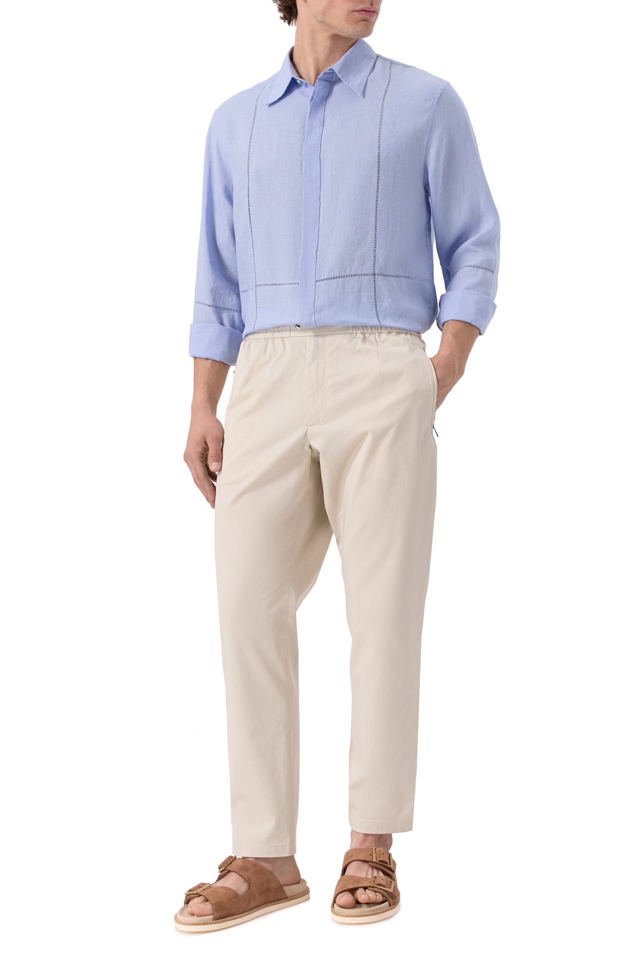 Льняная рубашка MVST голубого цвета по цене 69950 руб., арт. G011/3626, фото 2 Льняная рубашка MVST, арт. G011/3626, фото 2