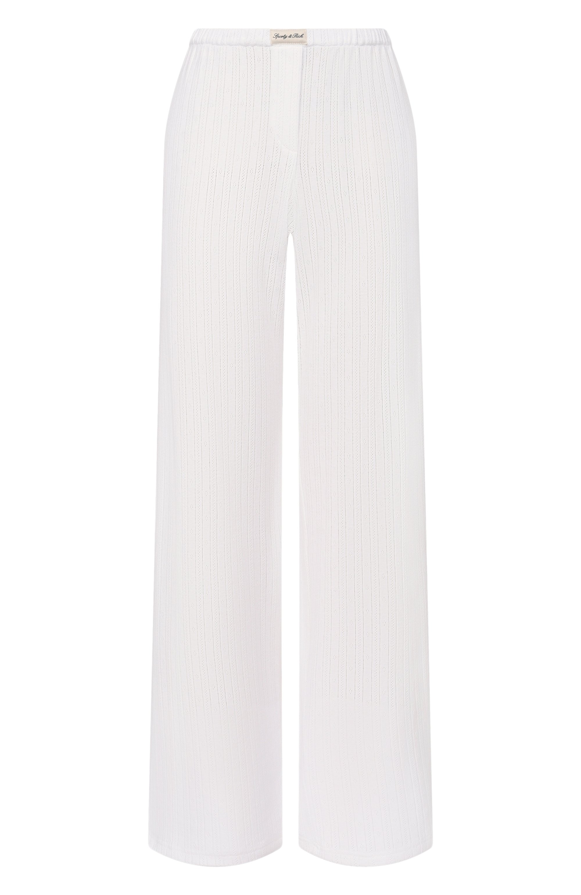 Хлопковые брюки SPORTY AND RICH белого цвета по цене 20750 руб., арт. PA06876326WH01, фото 1 Хлопковые брюки SPORTY AND RICH, арт. PA06876326WH01, фото 1