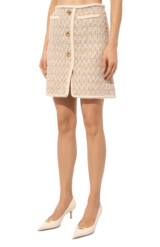 Твидовая юбка Giambattista Valli 24FWPVCA2036-04UBE Бежевый  24FWPVCA2036-04UBE Фото 3
