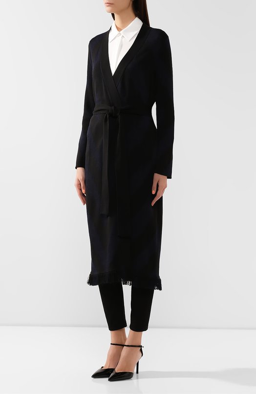 Кардиган с поясом Oscar de la Renta Синий, фото 3