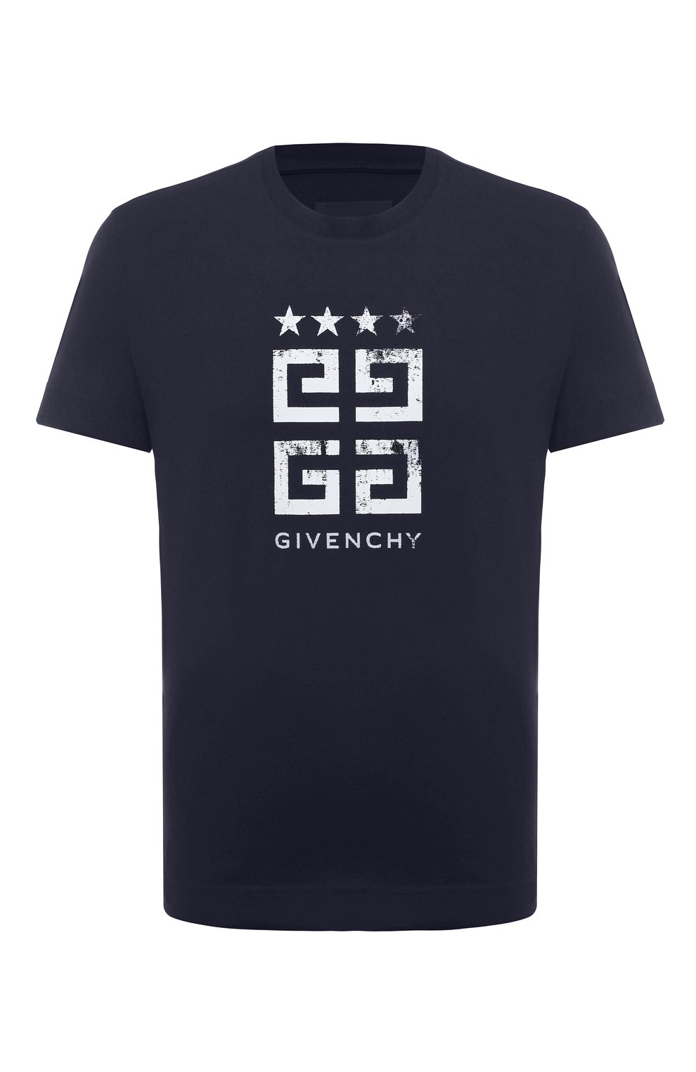 Хлопковая футболка GIVENCHY темно-синего цвета по цене 63400 руб., арт. BM716G3YEL, фото 1 Хлопковая футболка GIVENCHY, арт. BM716G3YEL, фото 1