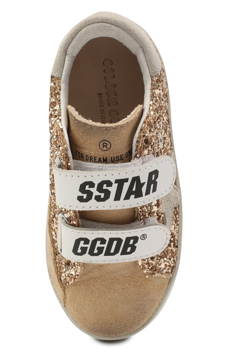 Детские кеды superstar GOLDEN GOOSE DELUXE BRAND бежевого цвета, арт. GJF00111.F000423 | Фото 4 (Материал внутренний: Натуральная кожа, Текстиль; Материал внешний: Экокожа, Натуральная кожа; Кросс-КТ: велькро; Девочки Кросс-КТ: Обувь-низкие; Нос: Не проставлено; Материал сплава: Проставлено; Региональные ограничения белый список (Axapta Mercury): Не проставлено)