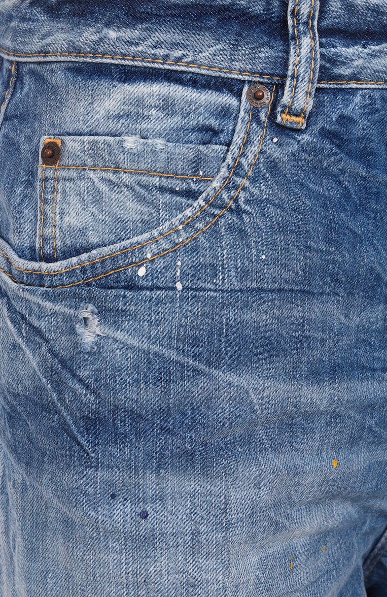 Женские джинсы traveller DSQUARED2 синего цвета, арт. S72LB0834/S30309 | Фото 6 (Длина (брюки, джинсы): Удлиненные; Материал внешний: Хлопок, Деним; Кросс-КТ: Деним; Силуэт Ж (брюки и джинсы): Широкие; Детали: Делаве; Стили: Гранж)