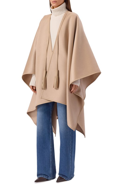 Шерстяное пончо EDOMO C010102FW2526 Бежевый  C010102FW2526 Фото 2