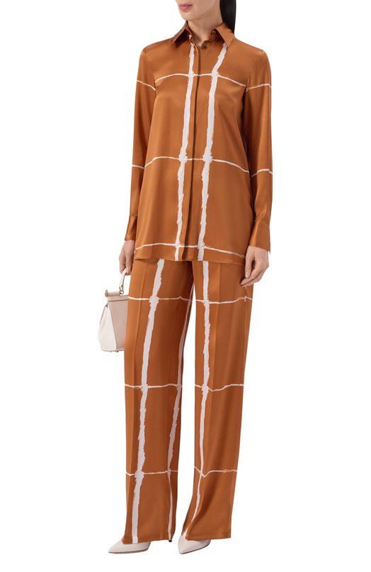 Атласные брюки Kiton D48122K0873G07 Коричневый  D48122K0873G07 Фото 2