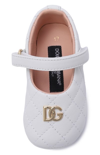 Кожаные пинетки DOLCE & GABBANA белого цвета по цене 33400 руб., арт. DK0174/A3M31, фото 4 Кожаные пинетки DOLCE & GABBANA, арт. DK0174/A3M31, фото 4