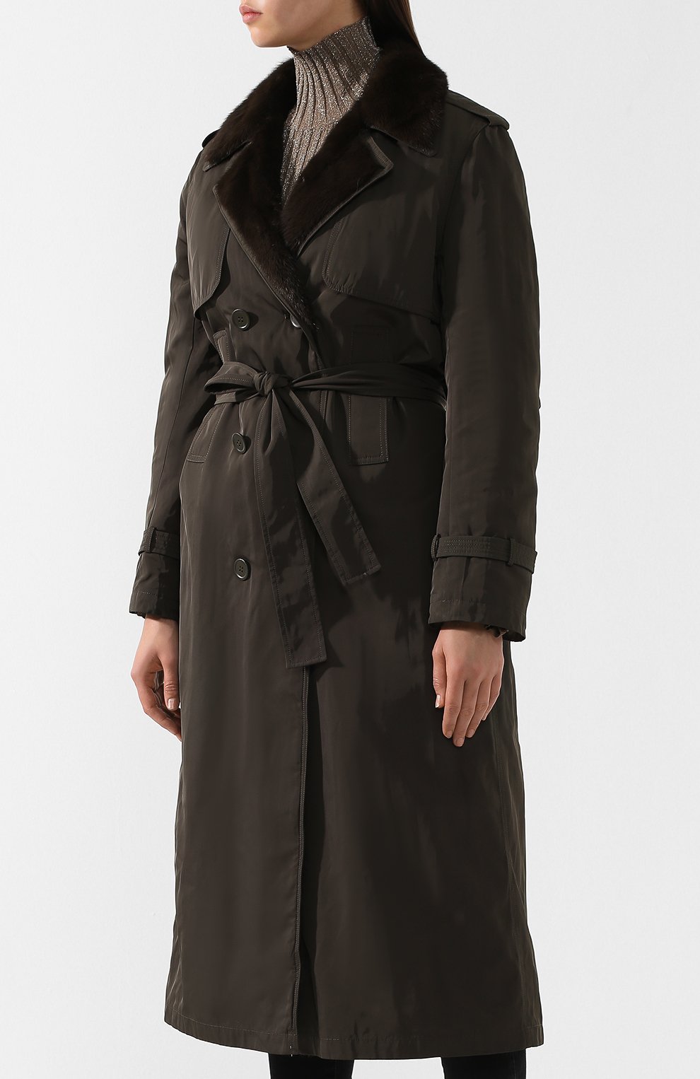 Двубортное пальто с подкладкой из меха норки YVES SALOMON, арт. 9WYM39620NYVC, фото 3