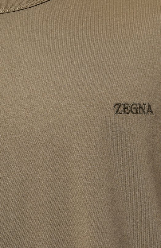 Хлопковая футболка Zegna UD360A7/D760 Хаки  UD360A7/D760 Фото 5