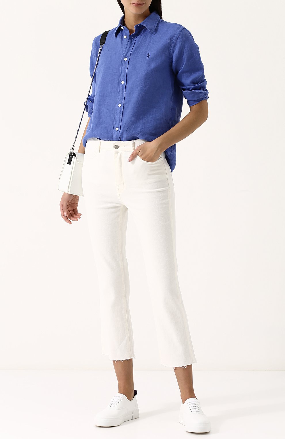 Однотонная льняная блуза свободного кроя POLO RALPH LAUREN, арт. 211697460, фото 2